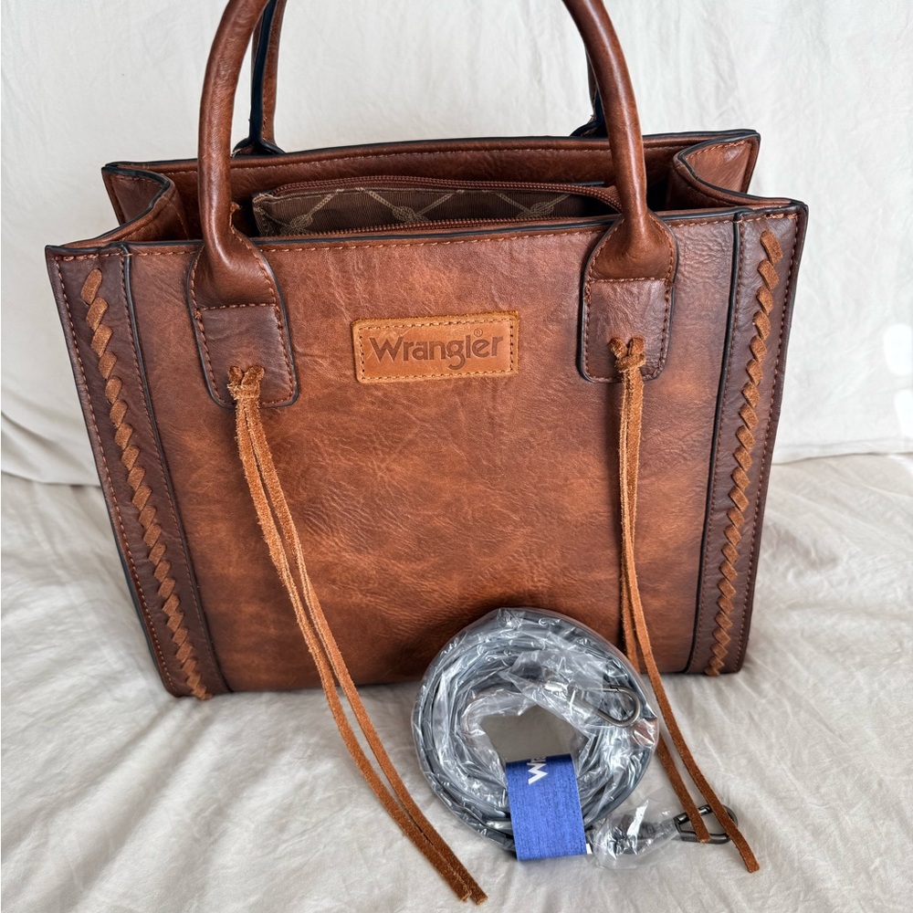 Wrangler Tan Leather Tote / Purse